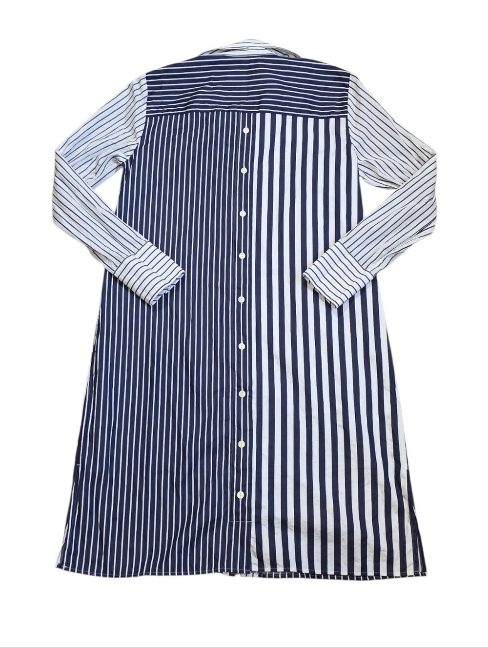Hinson Wu Striped Button-Down Shirt Dress Navy and White Size Small 100% Cotton - Picture 3 of 9
